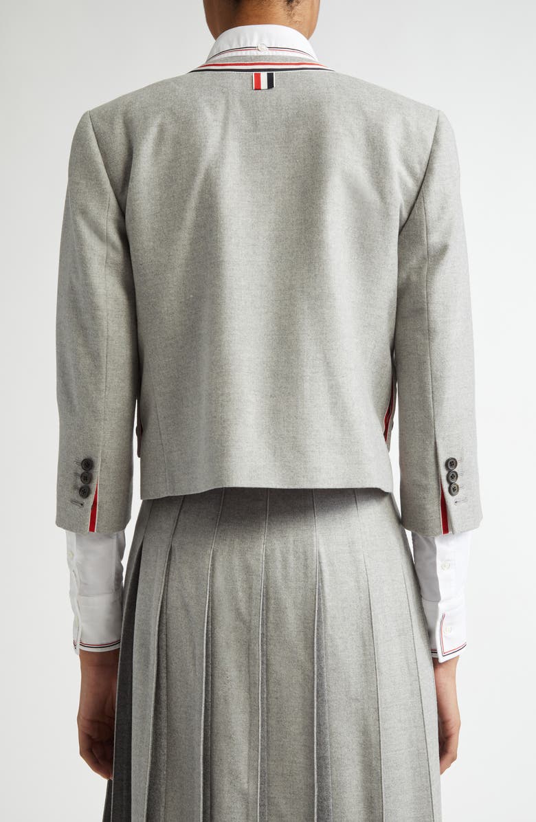 Thom Browne Bow Neck Wool Jacket, Alternate, color, Light Grey