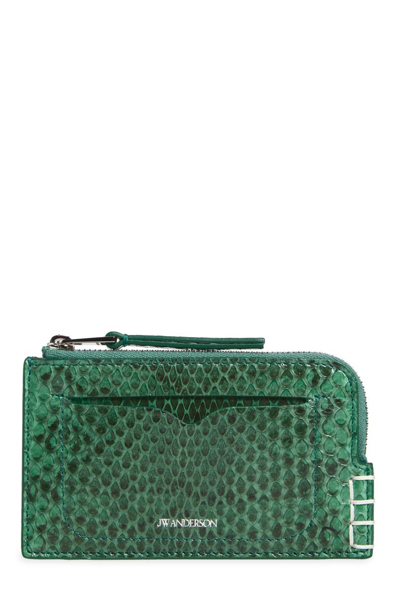 Loafer Genuine Snakeskin Wallet, Main, color, GREEN 500