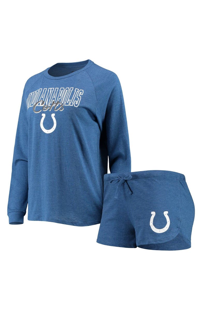 CONCEPTS SPORT Women's Concepts Sport Royal Indianapolis Colts Meter Knit Long Sleeve Raglan Top & Shorts Sleep Set, Main, color, 