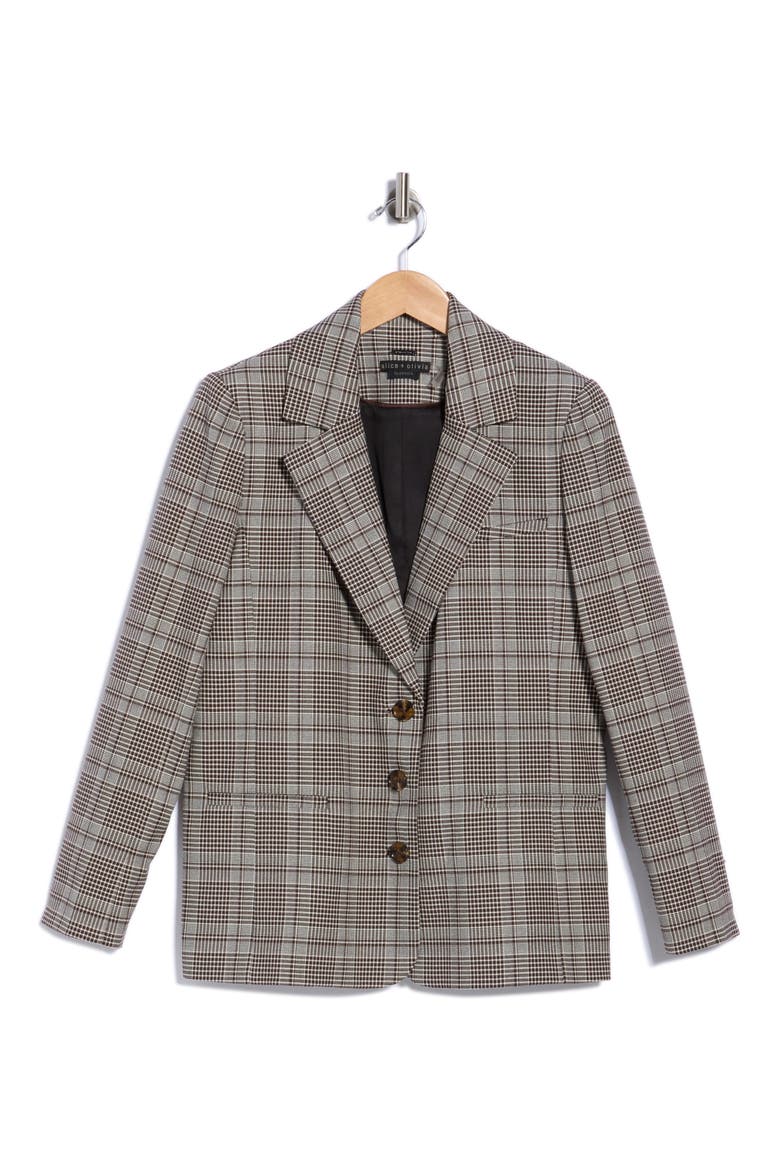 Michael Boxy Blazer, Main, color, BLACK/OFF WHITE/DARK CHOCOLATE