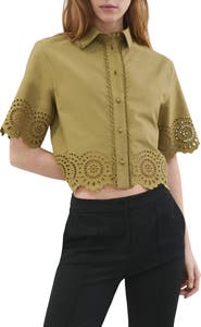MANGO Embroidered Eyelet Shirt