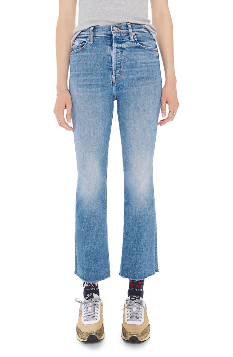 MOTHER The Tripper Ripped High Waist Fray Hem Ankle Jeans, Main, color, 