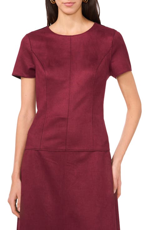 Cap Sleeve Faux Suede Top