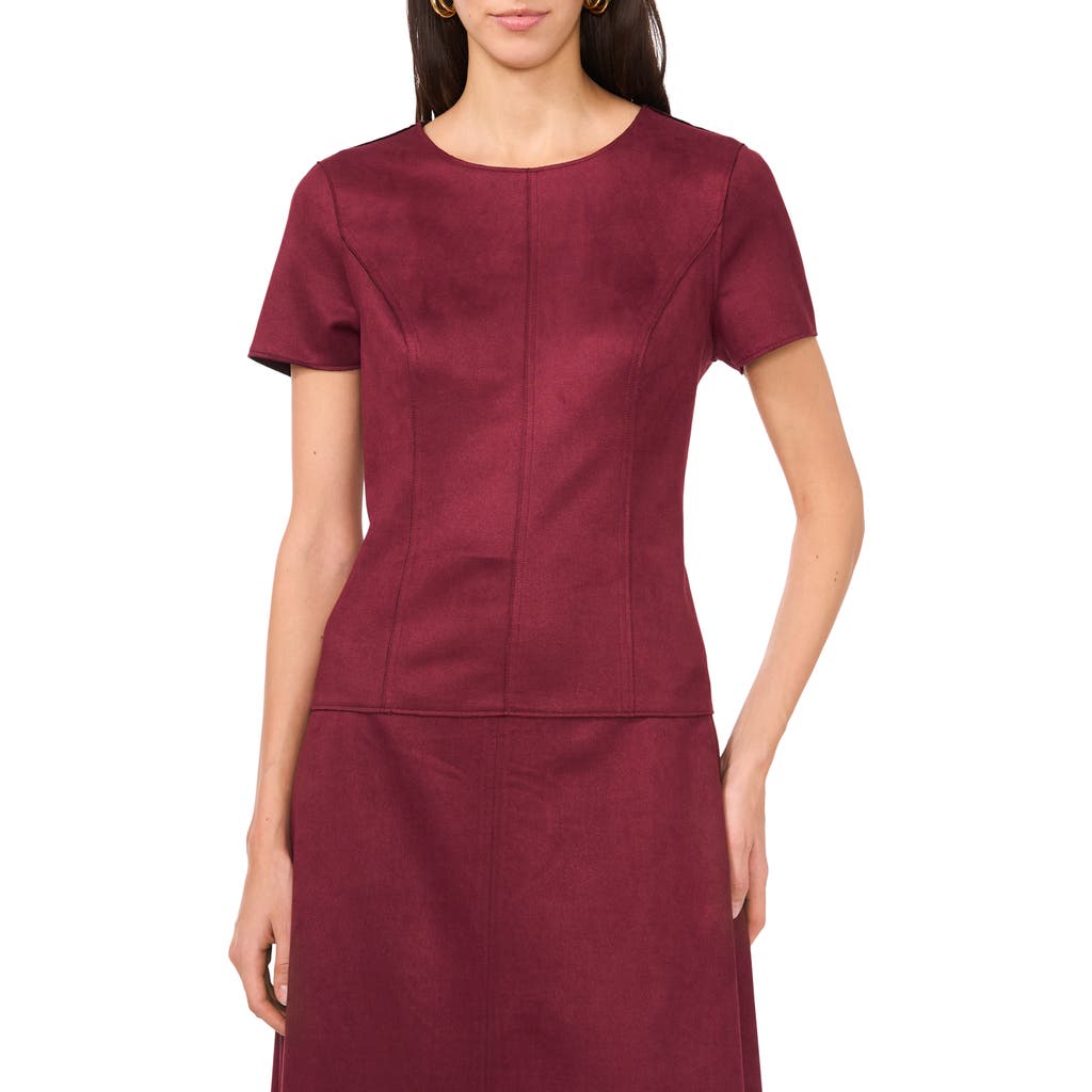 Vince Camuto Cap Sleeve Faux Suede Top In Red