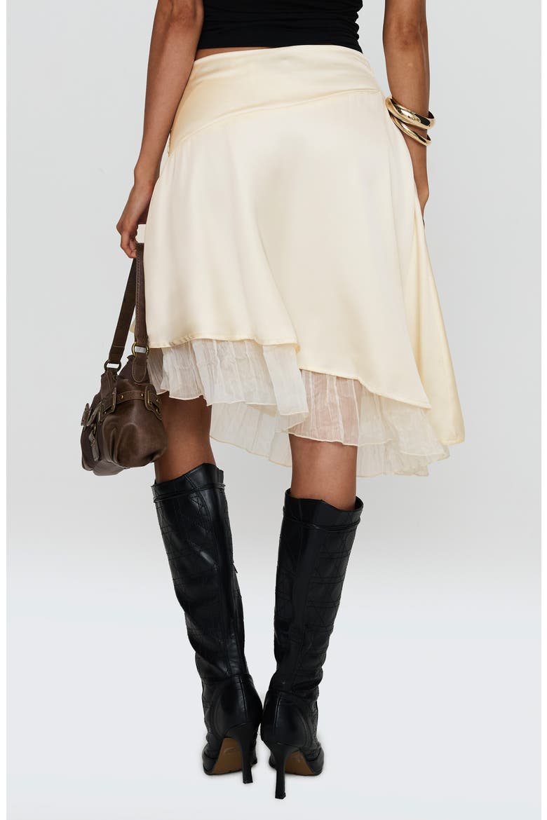 スカート LAEMUSE ROUNDED SHEER SKIRT Rosemead Layered Asymmetric Satin Skirt (Women) | Nordstrom