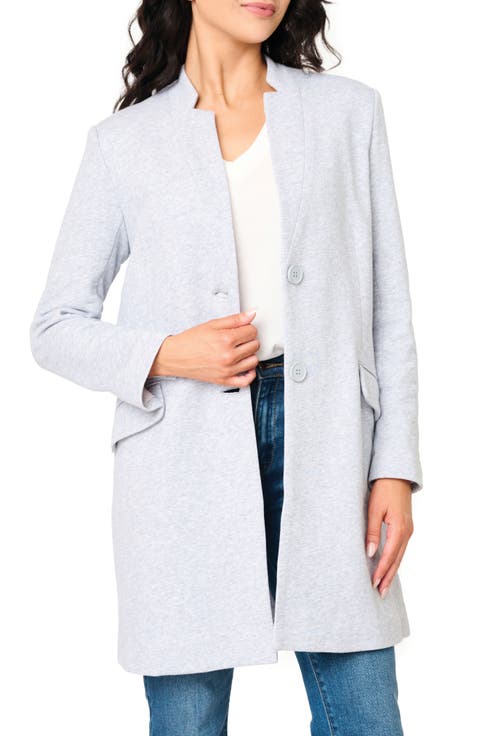 Notch Collar Cotton Blend Jacket