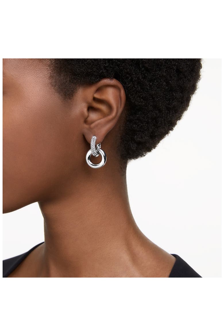 Dextera Pavé Detachable Mismatched Hoop Drop Earrings, Alternate, color, SILVER
