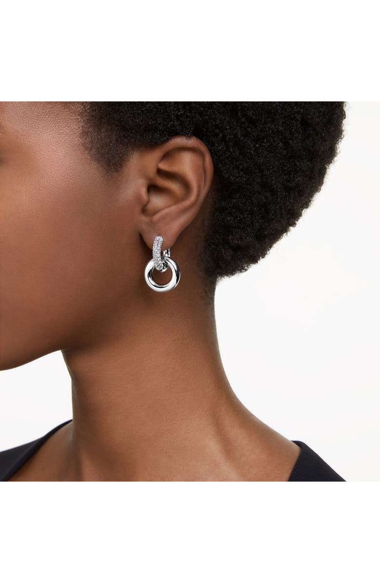 Swarovski Dextera Pavé Detachable Mismatched Hoop Drop Earrings, Alternate, color, Silver