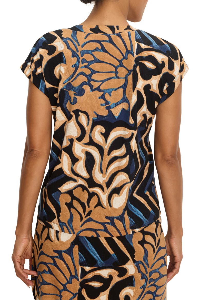 Deco Blooms V-Neck Top, Alternate, color, BLUE MULTI