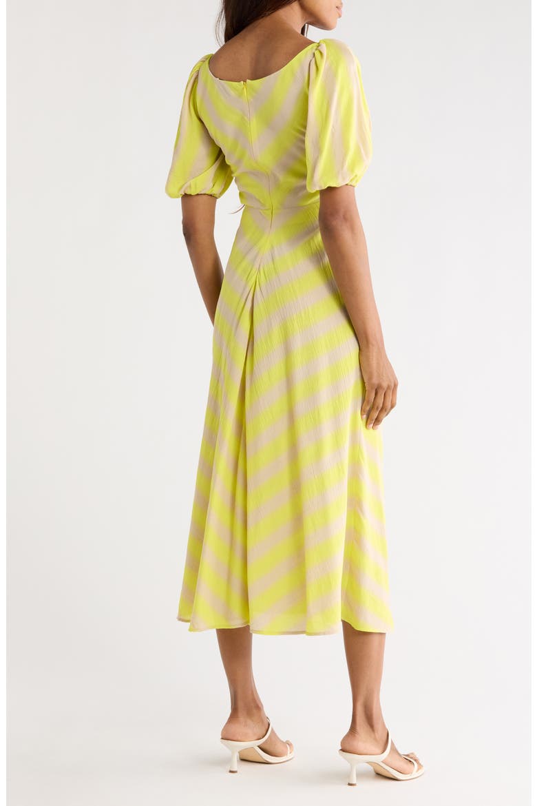 Cutout Puff Sleeve Midi Dress, Alternate, color, LEMON