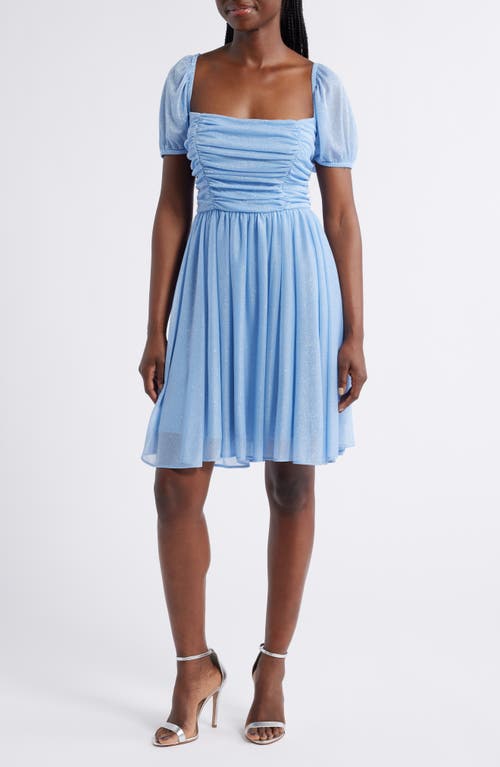 Jump Apparel Glitter Puff Sleeve Cocktail Minidress In Blue