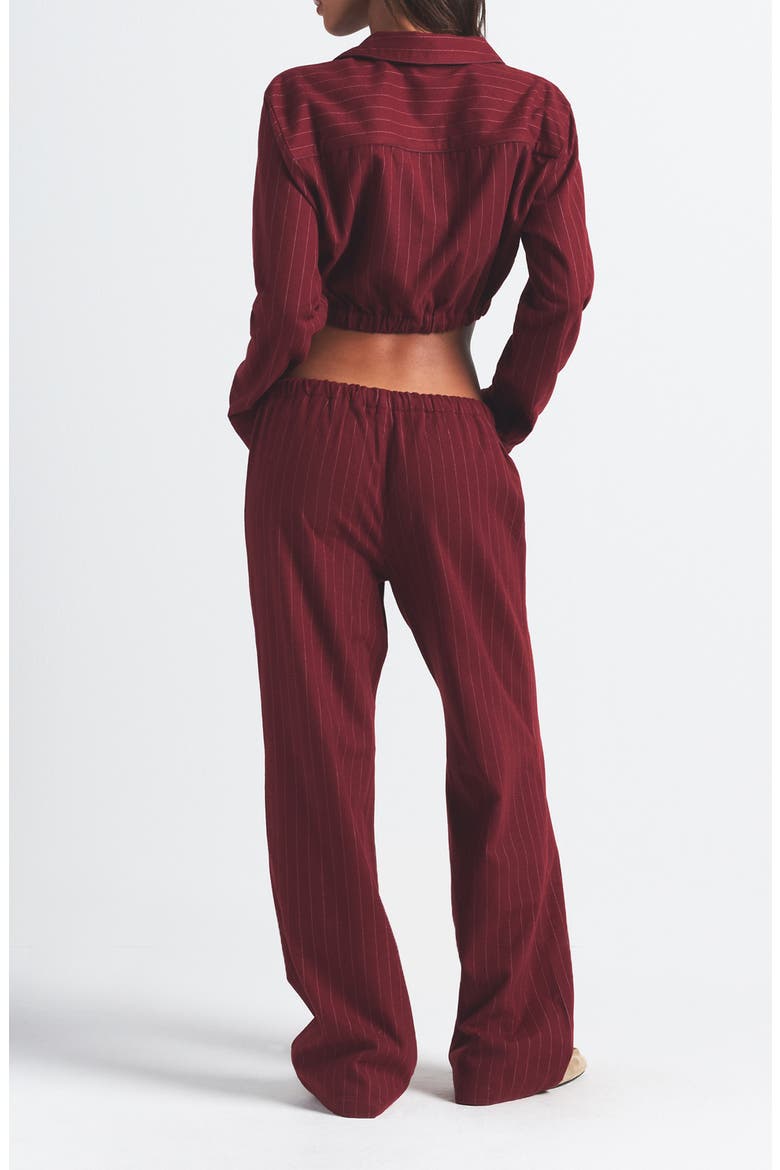 Elevated Flannel Crop Pajamas, Alternate, color, MERLOT STRIPE