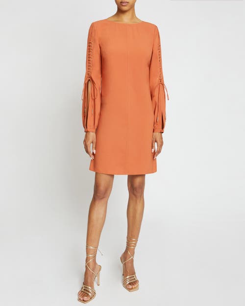 Santorelli Aries Lace-up Crepe Mini Shift Dress In Sedona Orange