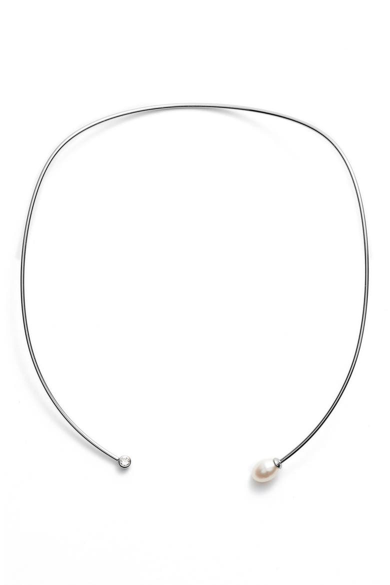 Argento Vivo 'Memory Wire' Pearl Collar Necklace, Main, color, SILVER/ PEARL