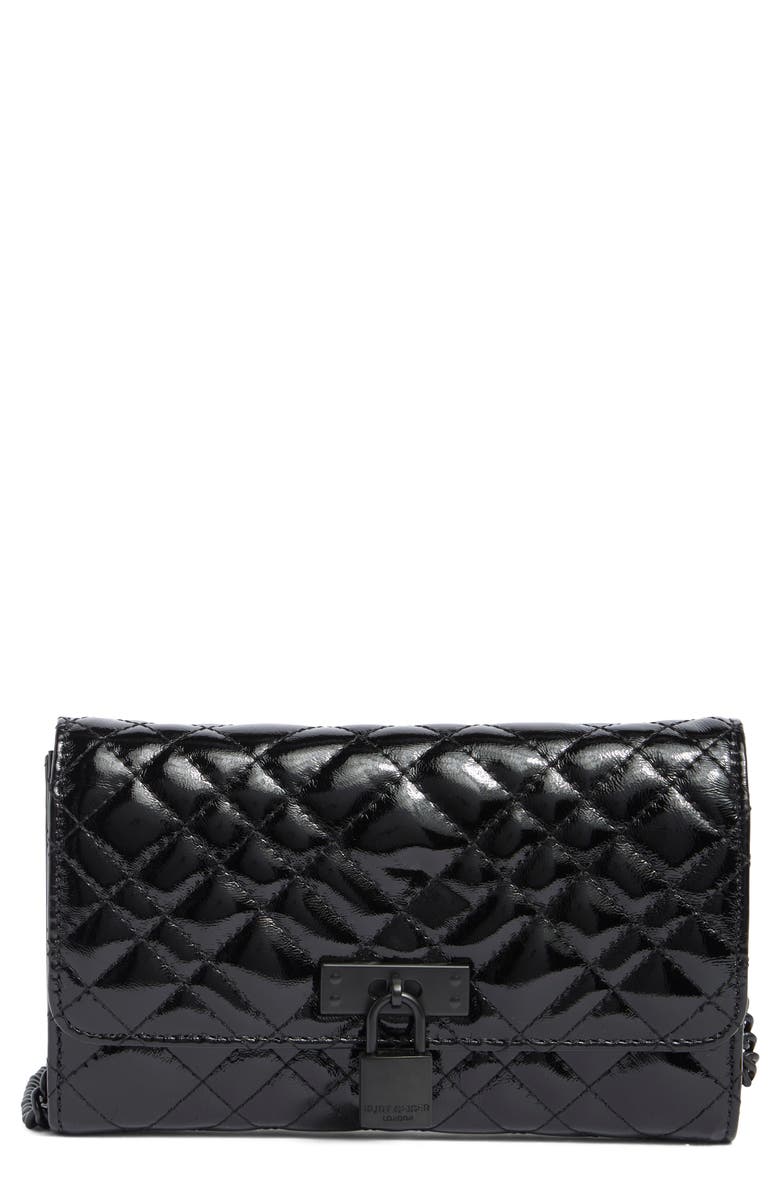 Kurt Geiger London Drench Quilted Leather Wallet on a Chain, Main, color, 