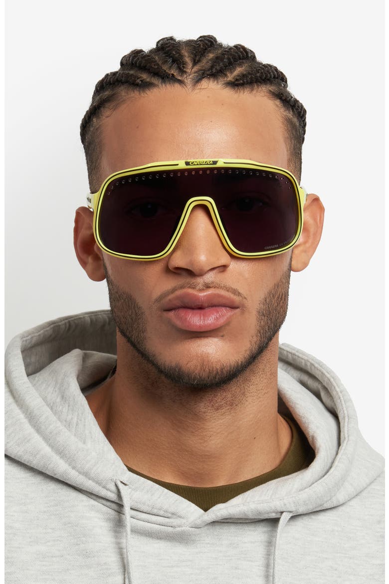 C Sport 99mm Mask Shield Sunglasses, Alternate, color, YELLOW BLACK/ GREY