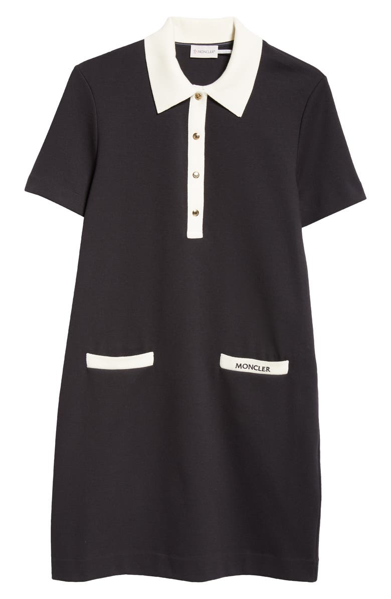 Moncler Stretch Cotton Polo Dress, Alternate, color, Dark Navy Blue