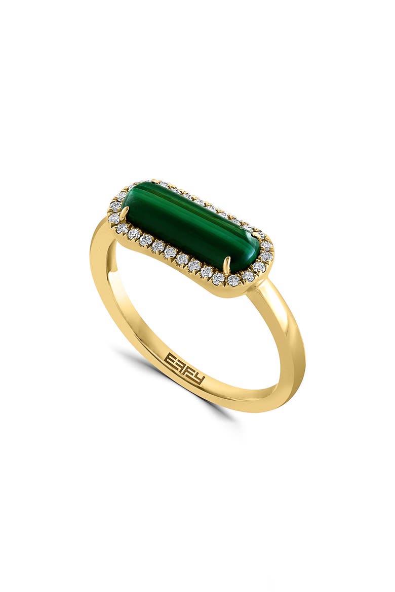 14K Yellow Gold, Diamond & Malachite Ring, Main, color, GREEN