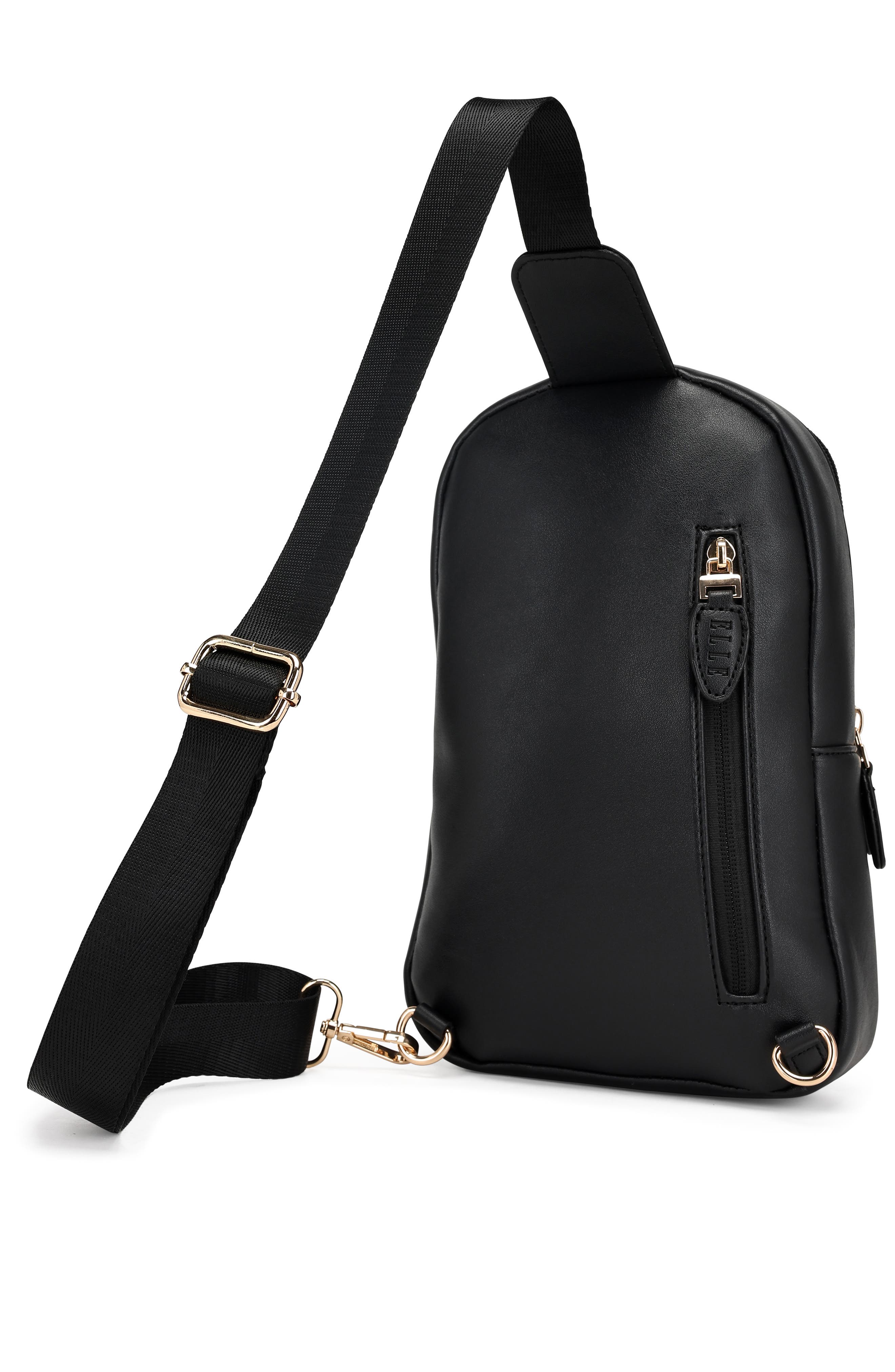 ELLE Roamer 2.8L Vegan Leather Chic Crossbody Bag, Alternate, color, Black