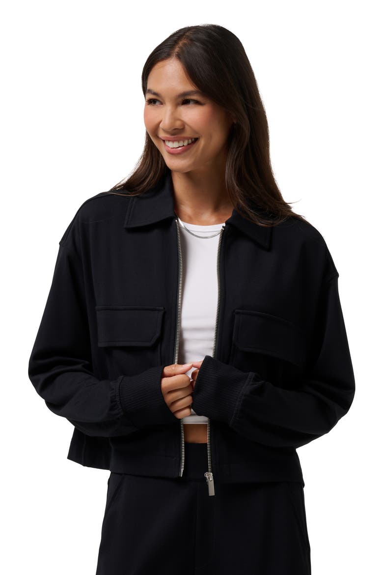Friday Ponte Utility Jacket, Alternate, color, BLACK