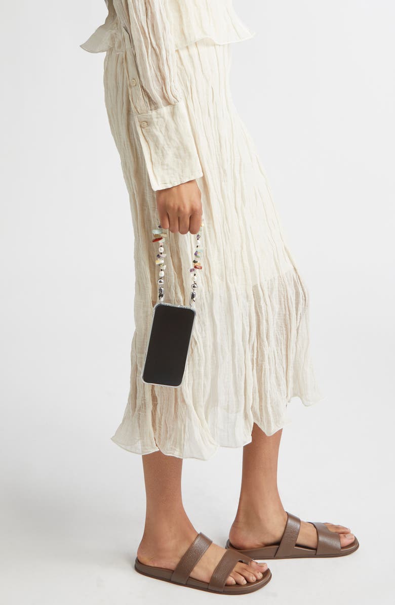 ossa African Opal & Pearl Wrist Strap for iPhone Case, Alternate, color, Primsa / Pearl