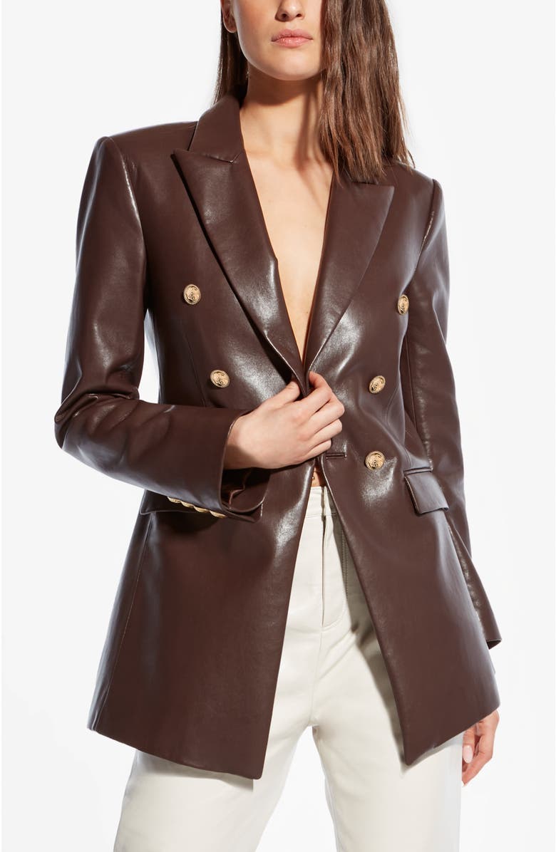 AS by DF Beck Recycled Leather Blazer, Main, color, Mahogany