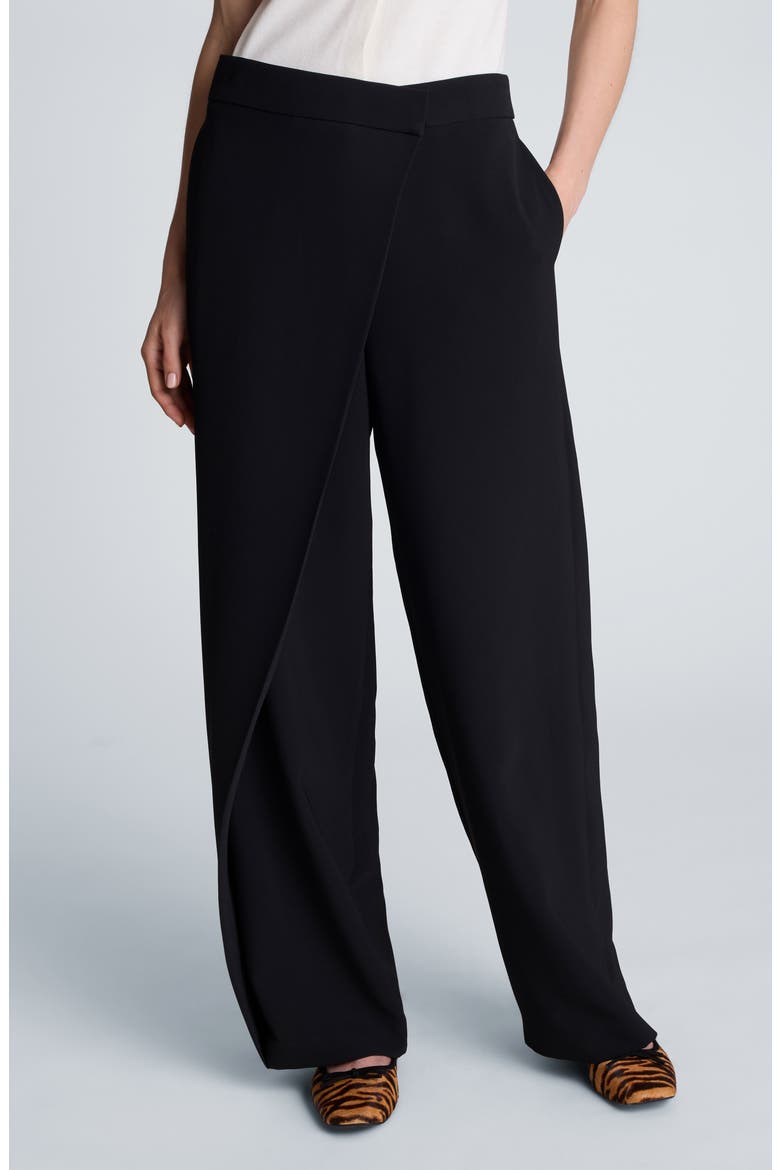 Asymmetrical Crossover Wide Leg Pants, Main, color, BLACK