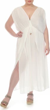 BOHO ME Metallic Stripe Cover-Up Maxi Dress