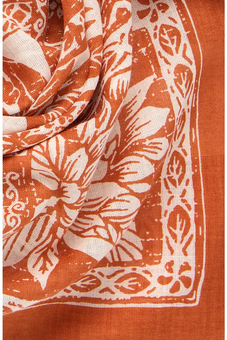Botanical Block Square Scarf, Alternate, color, BROWN