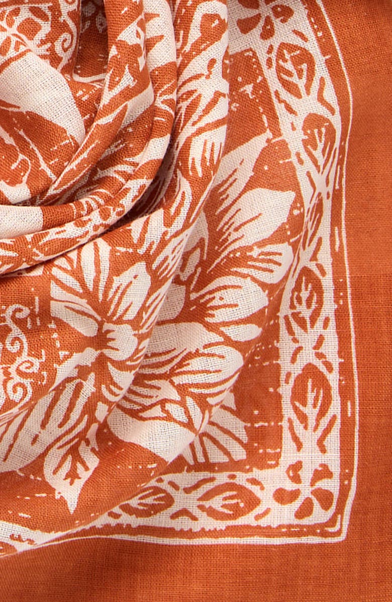 Faherty Botanical Block Square Scarf, Alternate, color, Brown