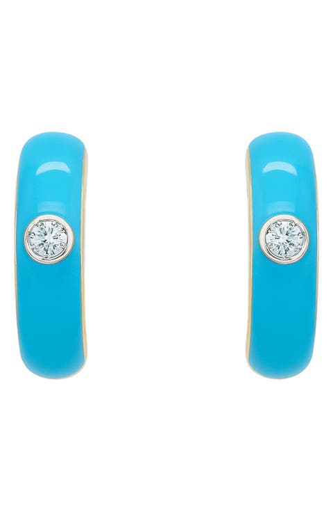 Gemstone & Enamel Huggie Hoop Earrings