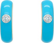 House of Frosted Gemstone & Enamel Huggie Hoop Earrings