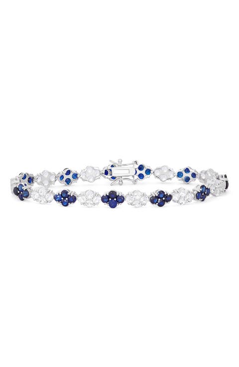 Sterling Silver Created Sapphire Bracelet