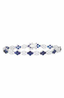 FZN Sterling Silver Created Sapphire Bracelet