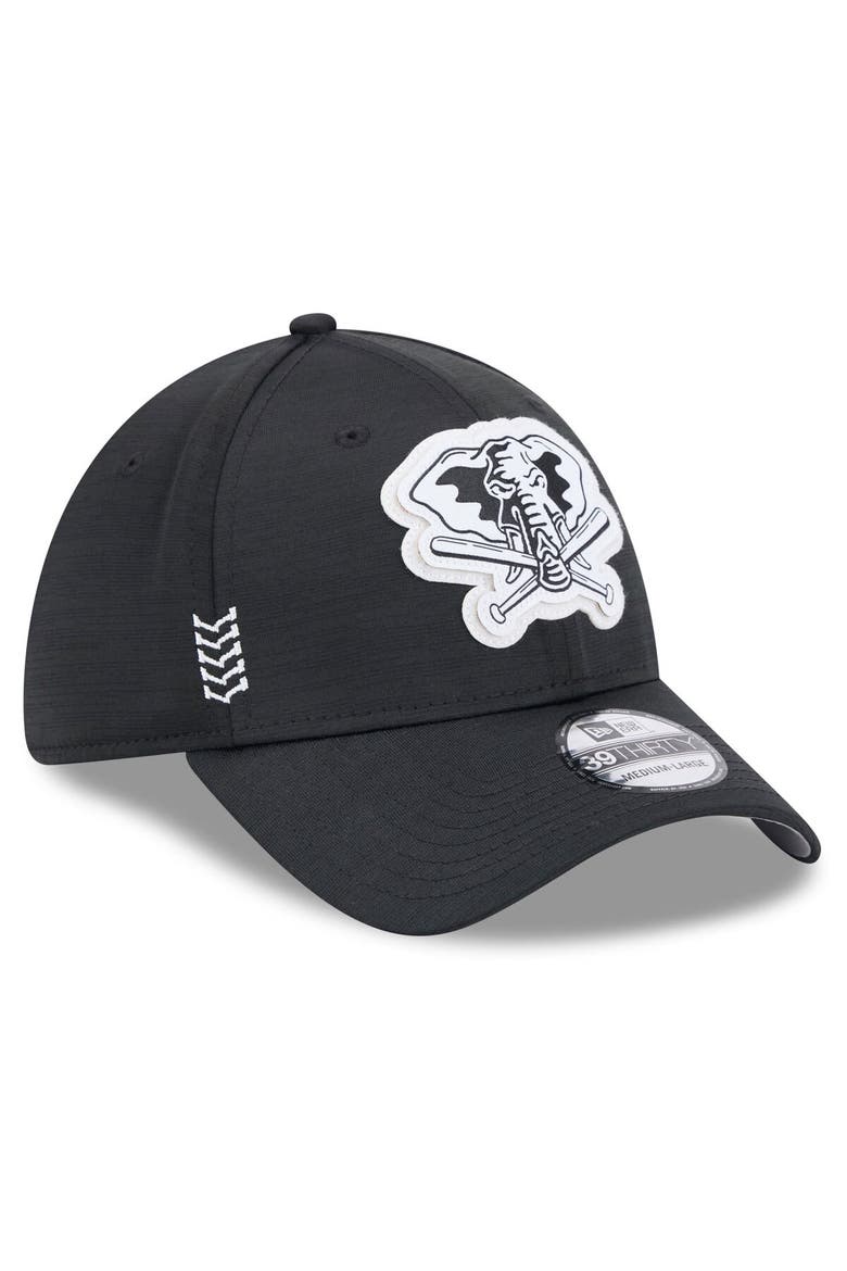 Men's New Era  Black Oakland Athletics 2024 Clubhouse 39THIRTY Flex Fit Hat, Alternate, color, Black