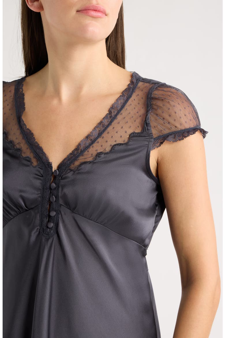 Satin & Lace Maxi Dress, Alternate, color, INDIA INK