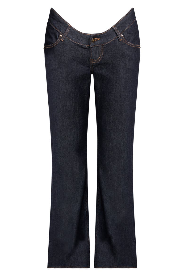 Cocoon Dipped Low Rise Straight Leg Jeans, Alternate, color, DARK DENIM