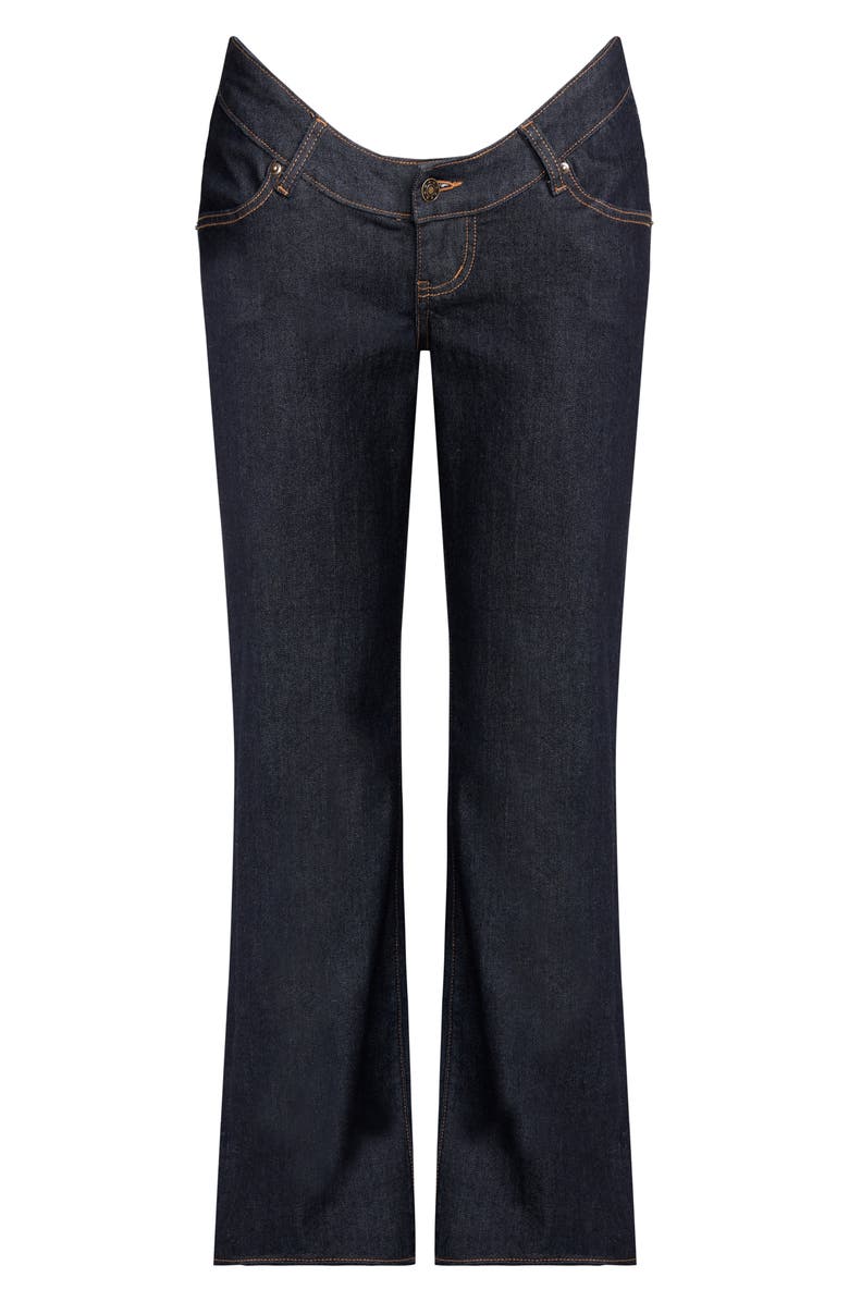 LIONESS Cocoon Dipped Low Rise Straight Leg Jeans, Alternate, color, Dark Denim