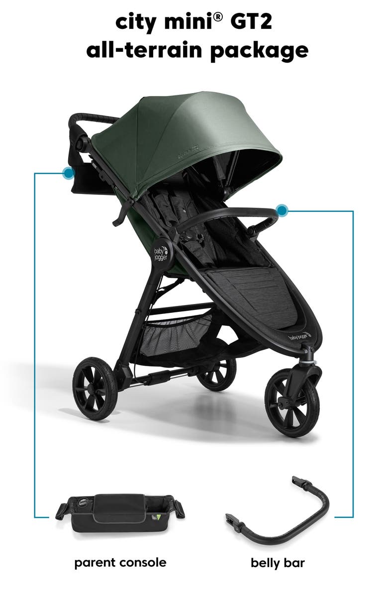 Baby Jogger city mini<sup>®</sup> GT2 All-Terrain Stroller, Parent Console & Belly Bar Package, Main, color, 