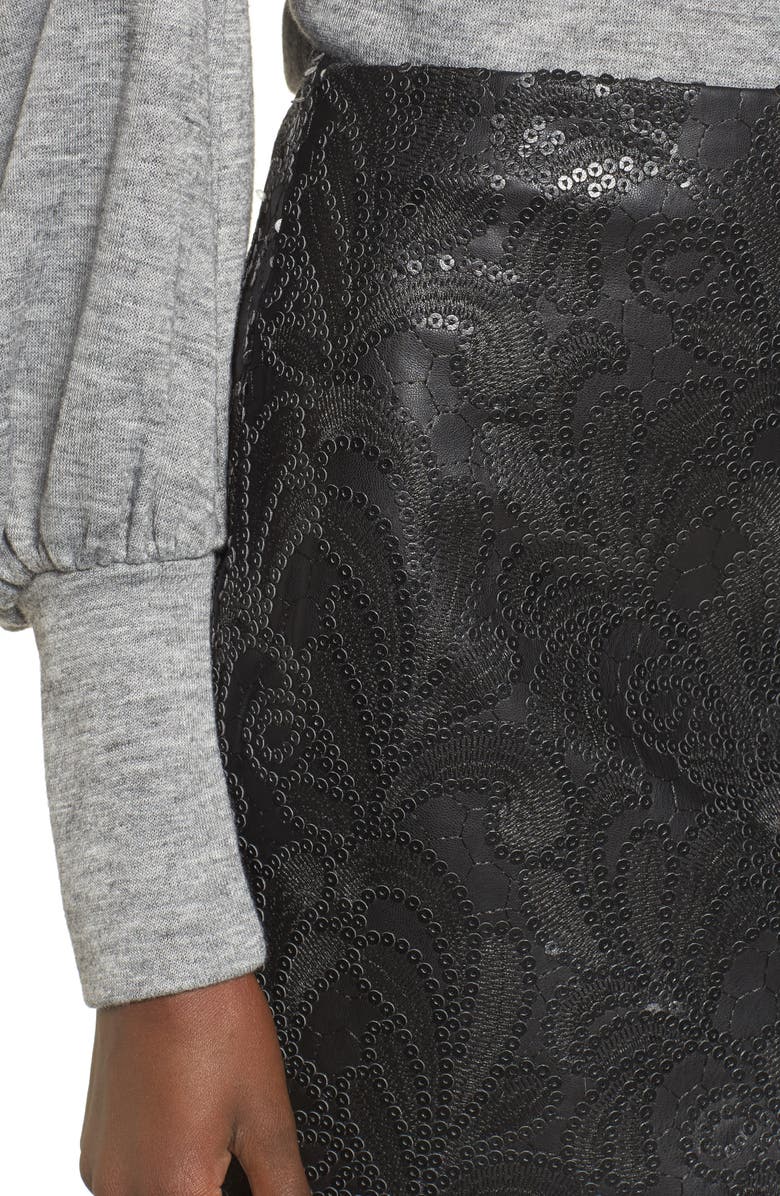 BLANKNYC Sequin Faux Leather Miniskirt, Alternate, color, 