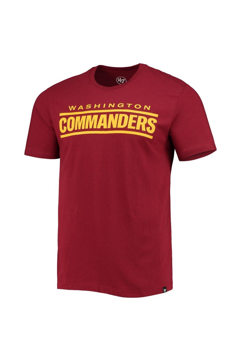 Men's '47 Burgundy Washington Commanders Wordmark Imprint Super Rival T-Shirt, Alternate, color, Burgundy
