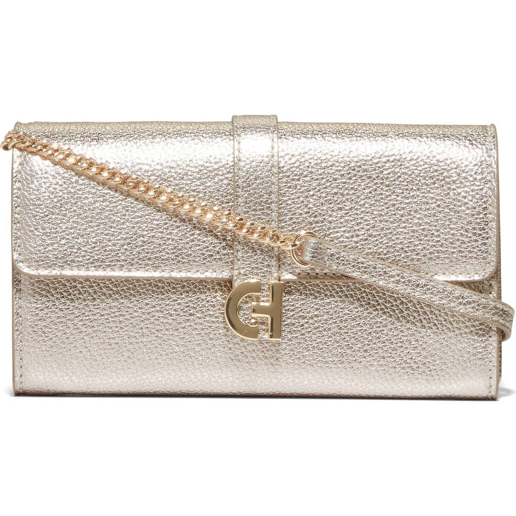 Cole Haan Pebble Leather Wallet On A Chain In Gold
