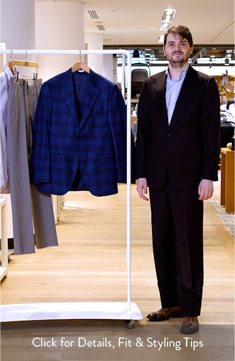 Flynn Classic Fit Dark Blue Plaid Wool Sport Coat, sales video thumbnail