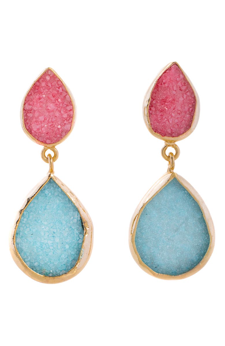 SAACHI Pear Cut Drusy Drop Earrings, Main, color, 