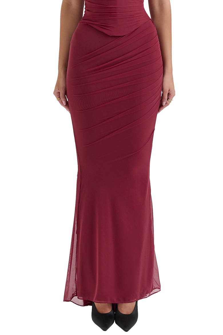 Cassidy Ruched Maxi Skirt, Main, color, CABERNET