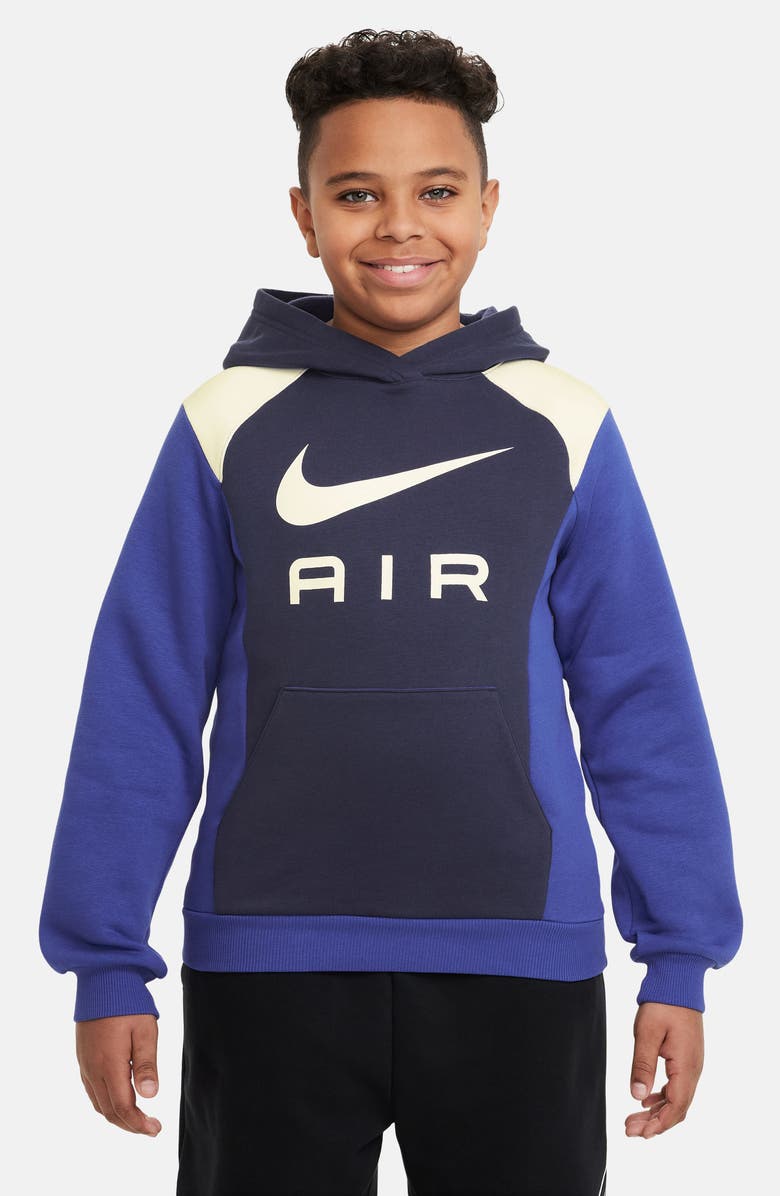 Nike Kids' Air Hoodie, Main, color, Midnight Navy/ Royal/ Sail