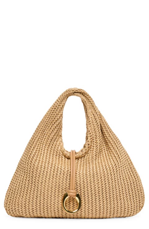 Mini Raffia Hobo Bag