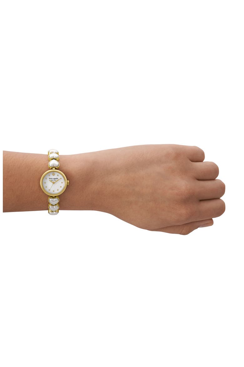 monroe imitation pearl heart bracelet watch, 24mm, Alternate, color, GOLD