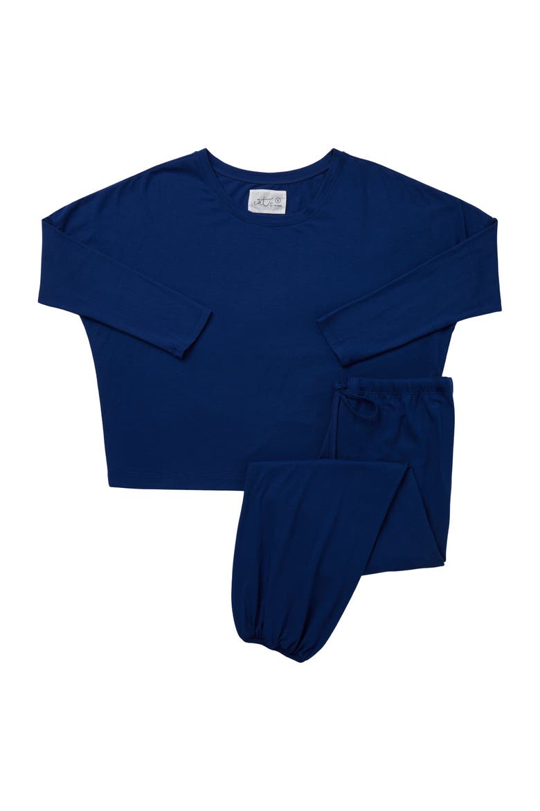 Classic Solid Pima Knit Pullover Pajama Set, Alternate, color, Marine Blue