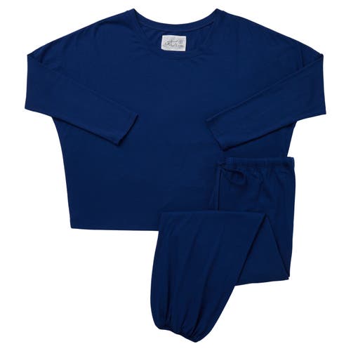 The Cat's Pajamas Pima Knit Pullover Set In Blue